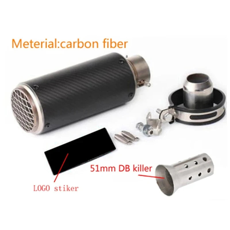 Universal 51/60mm motorcycle sc exhaust inox muffler carbon fiber exhaust with DB Killer for z900 R3 R25 MT07 MT09 R1 Z400 Z650