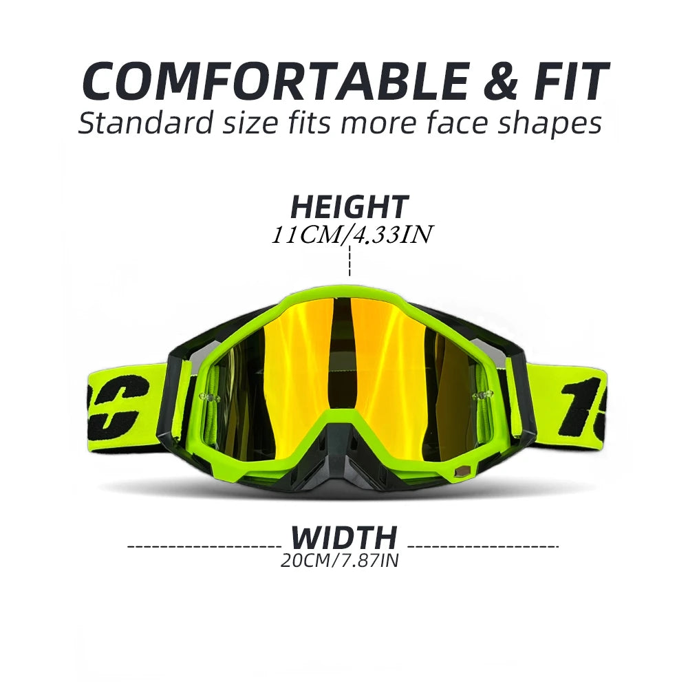 Hot 100 Motorcycle Goggles Cycling Glasses Outdoor Off-Road Ski Sport MX ATV Dirt Bike Racing Glasses Motocross Bicycle Goggles