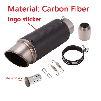 Universal 51/60mm motorcycle sc exhaust inox muffler carbon fiber exhaust with DB Killer for z900 R3 R25 MT07 MT09 R1 Z400 Z650