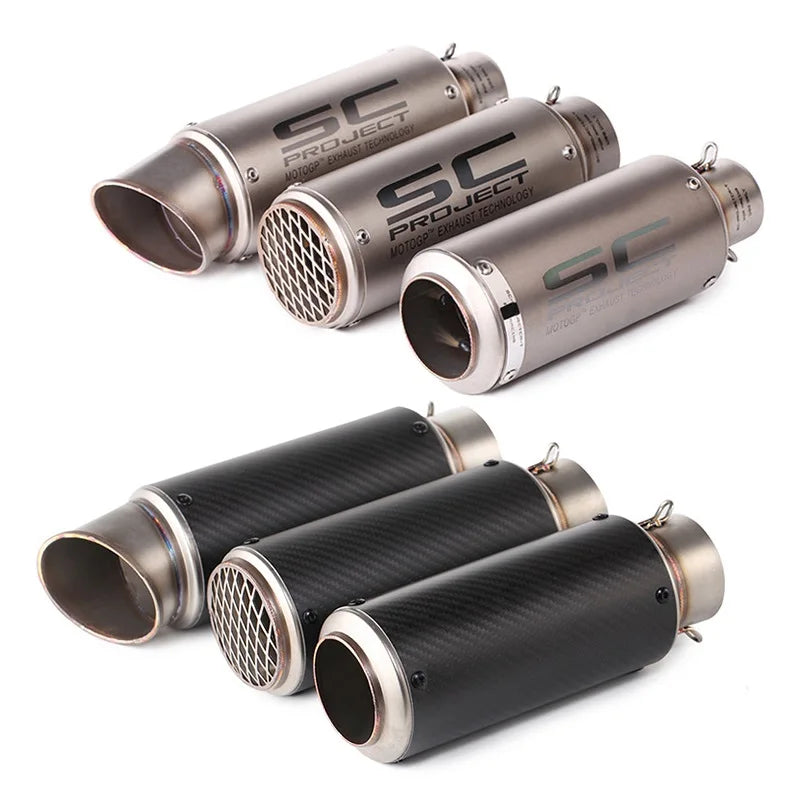 Universal 51/60mm motorcycle sc exhaust inox muffler carbon fiber exhaust with DB Killer for z900 R3 R25 MT07 MT09 R1 Z400 Z650
