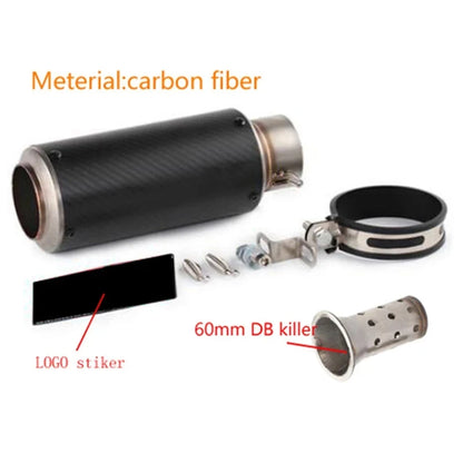 Universal 51/60mm motorcycle sc exhaust inox muffler carbon fiber exhaust with DB Killer for z900 R3 R25 MT07 MT09 R1 Z400 Z650