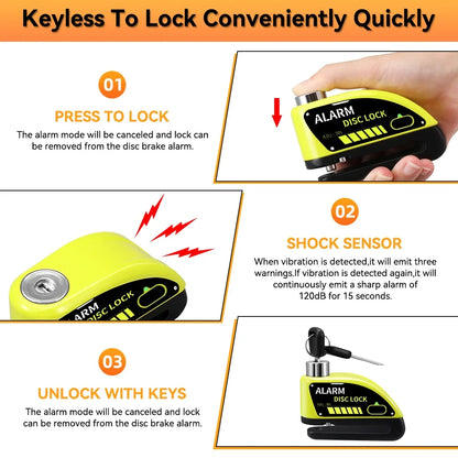 Extractme Motorcycle Alarm Disc Brake Lock Security Moto Wheel Disk Padlock Waterproof 110dB Loud Anti Theft Alarma Motocicleta