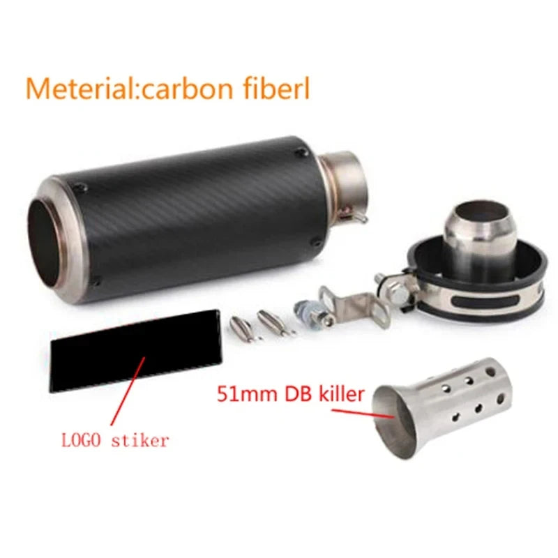 Universal 51/60mm motorcycle sc exhaust inox muffler carbon fiber exhaust with DB Killer for z900 R3 R25 MT07 MT09 R1 Z400 Z650