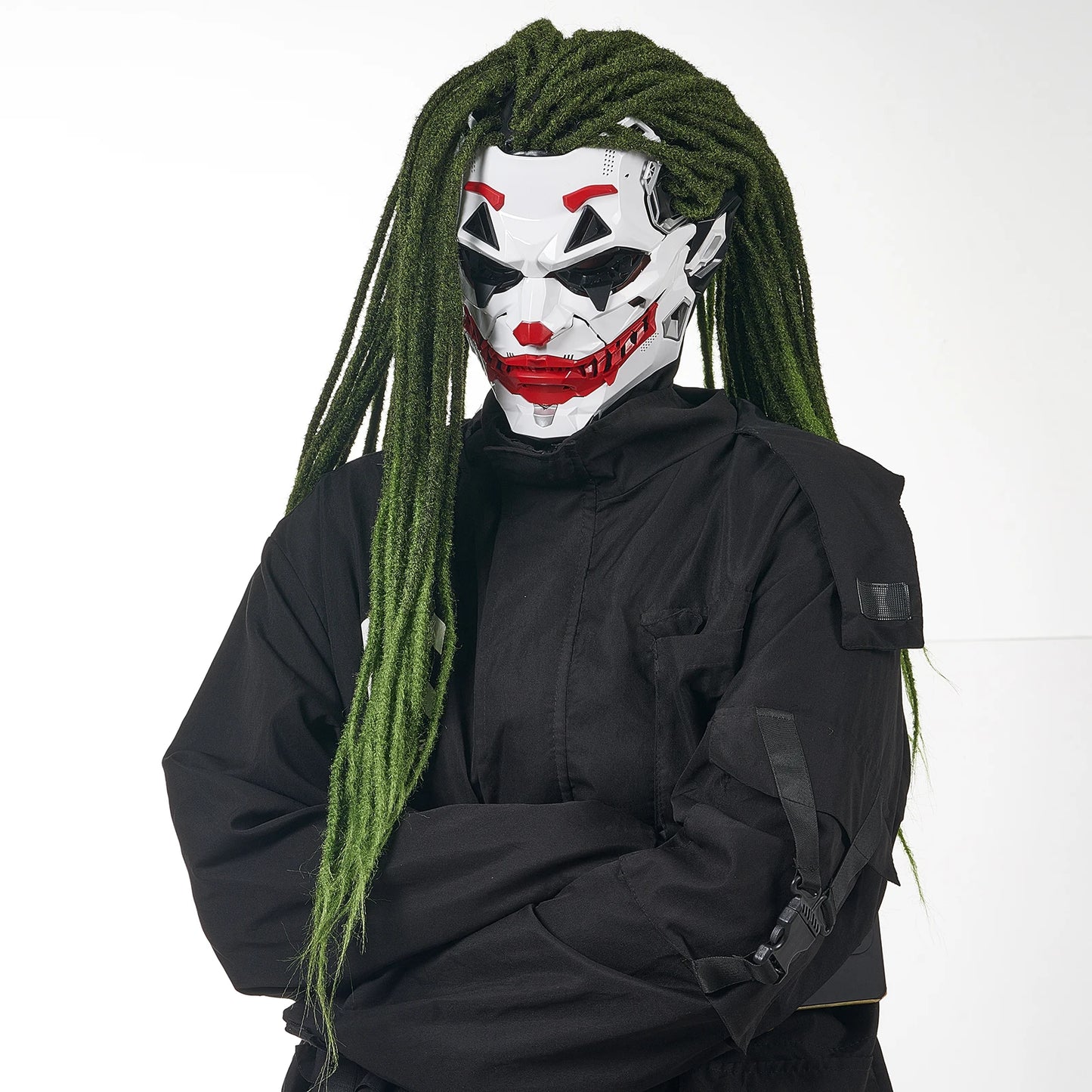 Cyberpunk Joker Masks with Clown Braids Cosplay Clown Costume Party Props Halloween Anime Role-Playing Gifts Toys for Adults