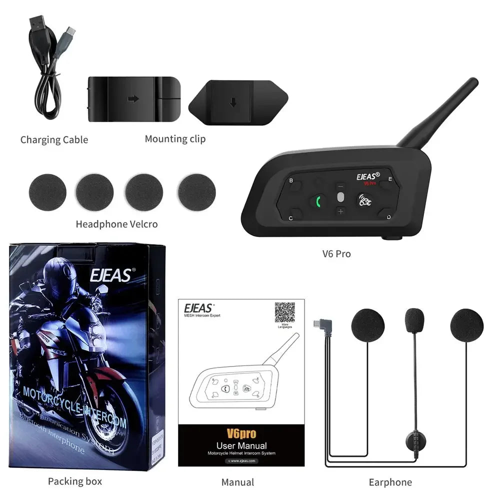 1200M Bluetooth Motorcycle Helmet Intercom Headset