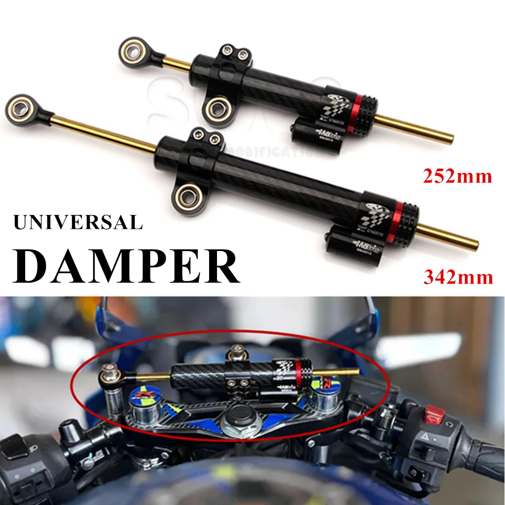 Universal Adjustable Steering Damper – Carbon Finish Stabilizer
