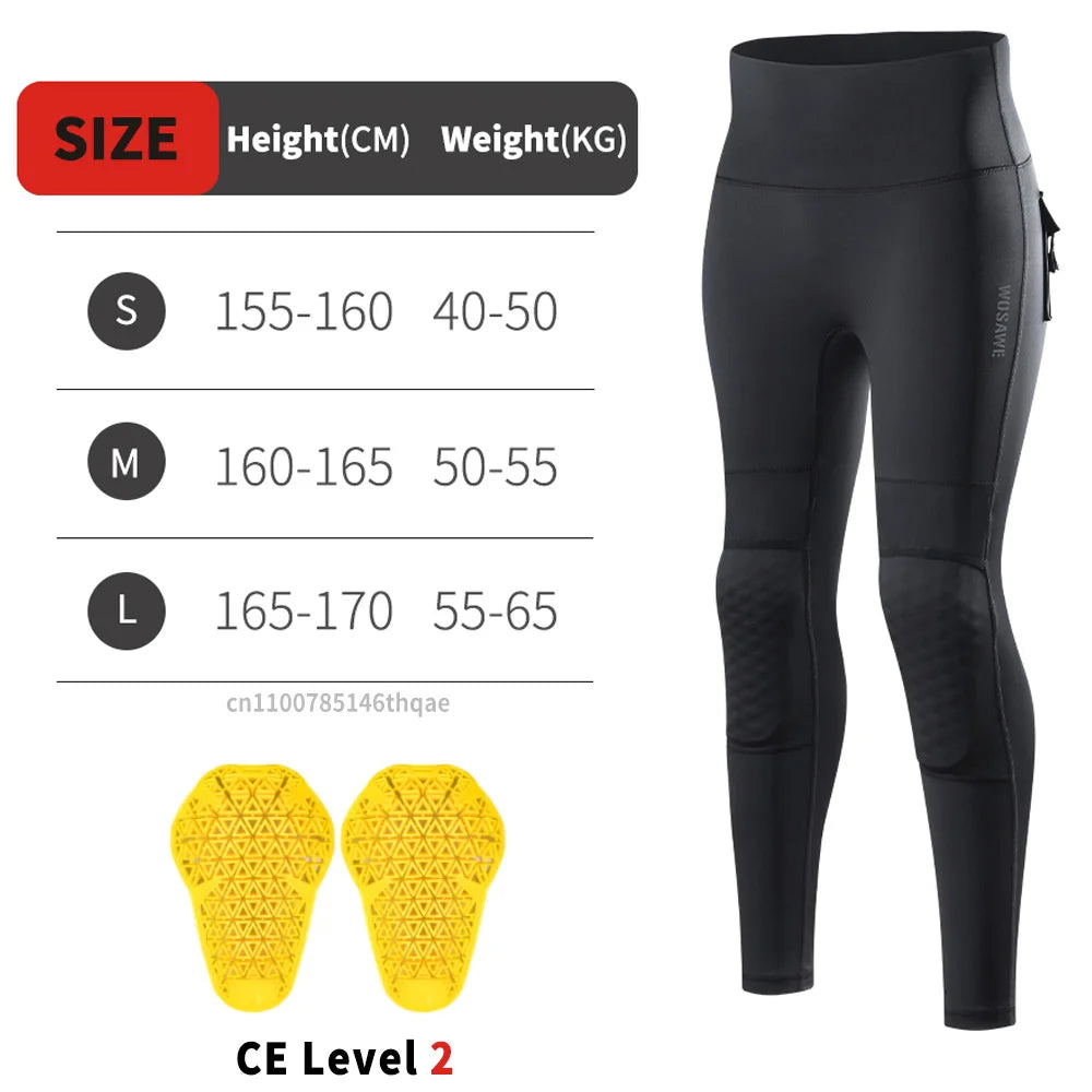 WOSAWE Women Motorcycle Pants Anti-fall High Waist Reflective Motorcycle Rider Pants Racing Fitness GYM Trousers Honey Peach Hip