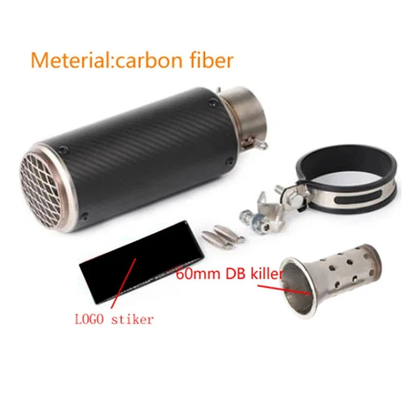 Universal 51/60mm motorcycle sc exhaust inox muffler carbon fiber exhaust with DB Killer for z900 R3 R25 MT07 MT09 R1 Z400 Z650