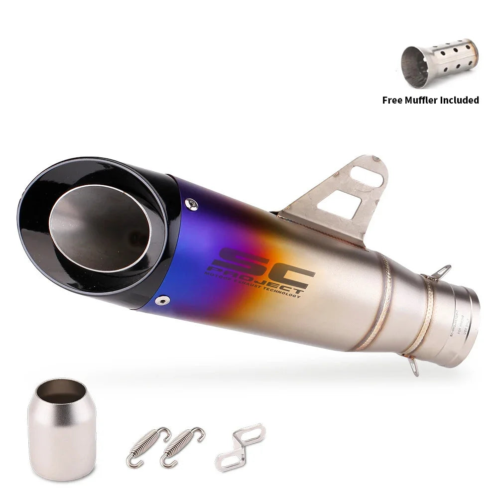 For Kawasaki Ninja Z900 Honda CB650R Yamaha R3 51mm Motorcycle Exhaust Muffler Pipe Escape 335mm Length