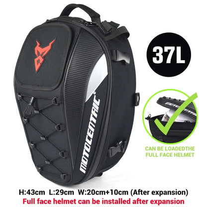 MOTOCENTRIC Waterproof Motorcycle Tail Bag Multi-functional  Durable Rear Seat Bag 37L High Capacity Rider Helmet Backpack