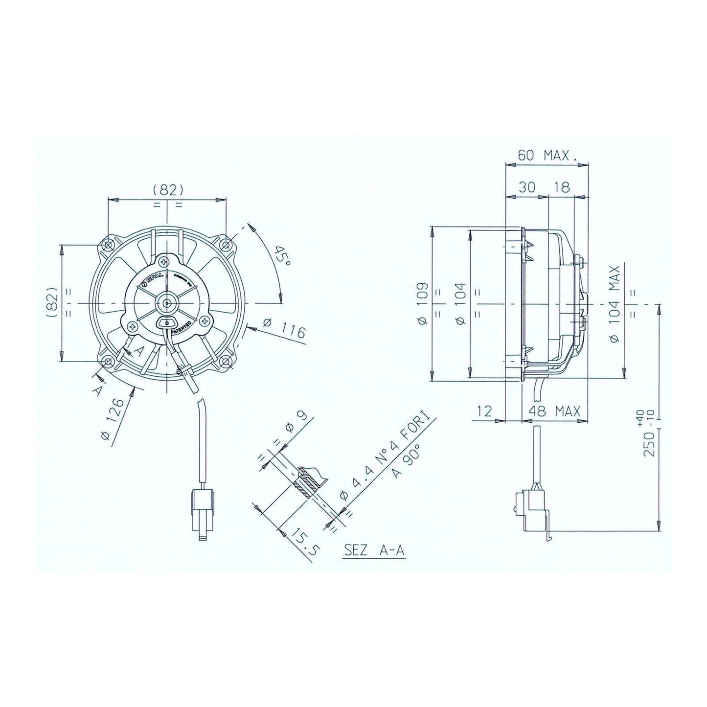 SPAL UNIVERSAL 12V COOLING FAN - 104MM DIAM X 60MM HIGH